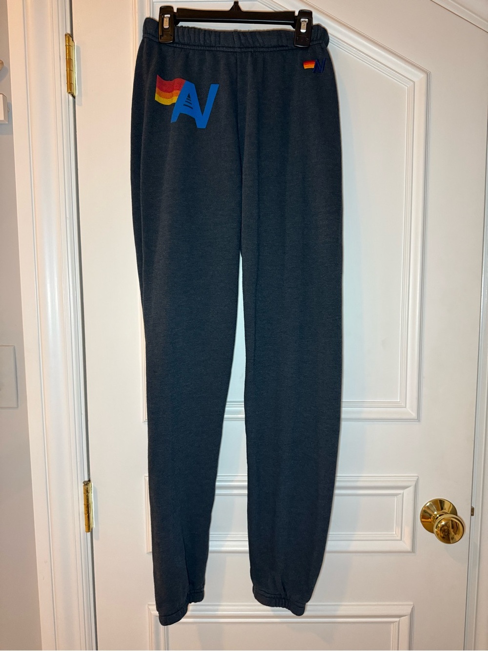 Aviator Nation Rainbow Logo Navy Blue Sweatpants Joggers